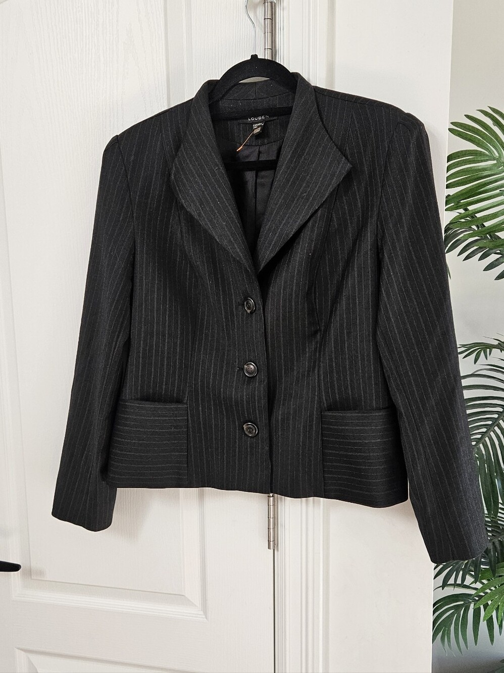 Louben Black Pinstripe Blazer Jacket